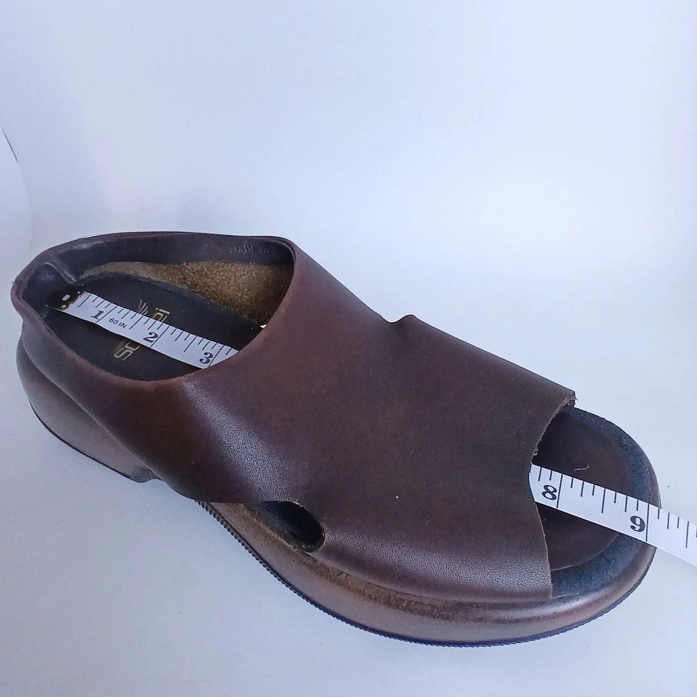 Dansko Solvei Women Brown Leather Sandals Slingback Wedge Y2K Boho Comfort